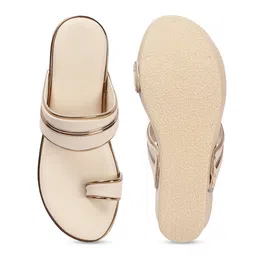 Mast & Harbour Cream Coloured One Toe Wedge Heels image 5