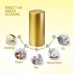 atorakushon Gold-Toned Cylinderical Pillar Candle image 3