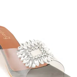 DressBerry Black Embellished Open Toe Block Heels image 2