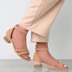 Monrow Open Toe Suede Block Heels-image-0