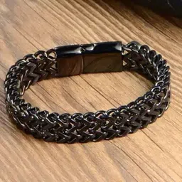 MEENAZ Men Stainless Steel Antique Silver Plated Link Bracelet-picture-38