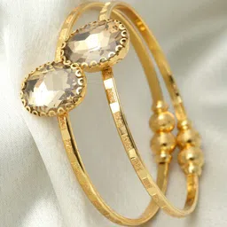 Kennice Women Set Of 2 Gold-Plated Kada Bracelets-picture-20