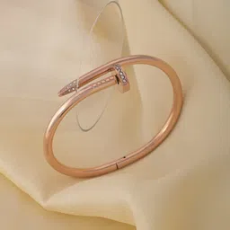 PALMONAS Rose Gold-Plated Cubic Zirconia- Studded Bangle-Style Bracelet-picture-42