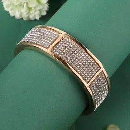 SOHI Gold-Plated Stones Studded Cluster Bangle-StyleBracelet-image-3