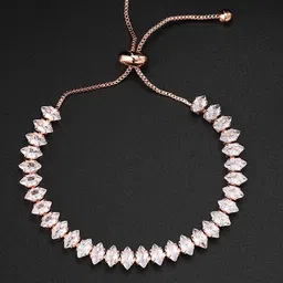 Peora Women American Diamond Rose Gold-Plated Charm Bracelet-picture-38