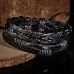 The Roadster Lifestyle Co Men 2 Black Bracelet image 2