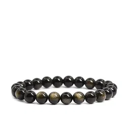 Young & Forever Unisex Black Brass Sheen Obsidian Bracelet-picture-56