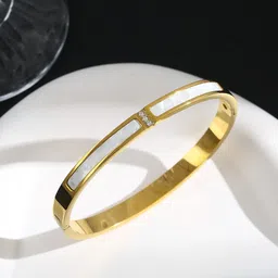 MYKI Gold Plated Cubic Zirconia Kada Bracelet image 1