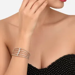 Zaveri Pearls Women Rose Gold Plated & White Kada Bracelet-picture-33