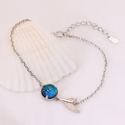 GIVA Women Silver-Toned & Blue Sterling Silver Rhodium-Plated Link Bracelet-picture-28