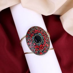 PANASH Artificial Stones Gold Plated Cuff Bracelet-picture-26