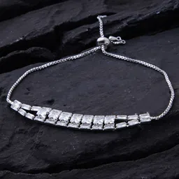 SWASHAA Women Brass Cubic Zirconia Silver-Plated Wraparound Bracelet-picture-12