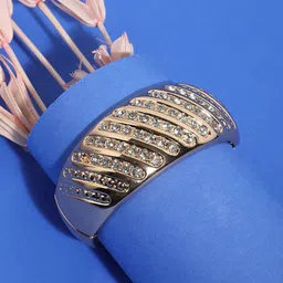 SOHI Women Gold Plated Stone Studded Cuff Bracelet-picture-22