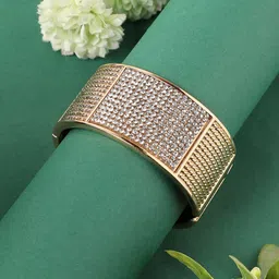 SOHI Gold Plated Embellished Cuff Bracelet-image-0