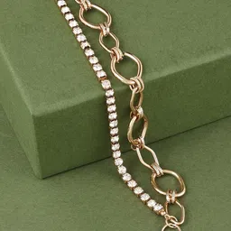 Zaveri Pearls Women Gold-Toned Gold-Plated Wraparound Bracelet-image-96