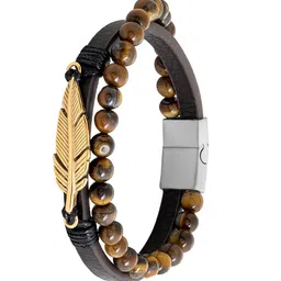 bodha Men Gold-Plated Leather Multistrand Bracelet-picture-21