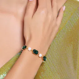 Zaveri Pearls Women Gold-Plated Wraparound Bracelet-image-6