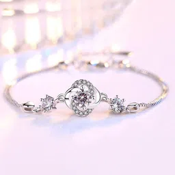 MYKI Women Cubic Zirconia Silver-Plated Charm Bracelet-picture-27