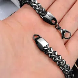 MEENAZ Men Set Of 2 Silver-Plated Link Bracelets image 4