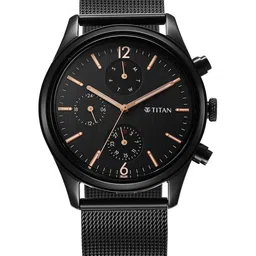 Titan Men Textured Dial & Stainless Steel Straps Analogue Watch 1805NM05 image 2