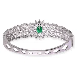Rubans Rhodium Plated Cubic Zirconia and Emerald Studded Premium Bracelet image 2