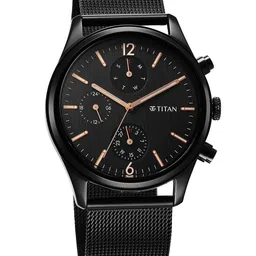 Titan Men Textured Dial & Stainless Steel Straps Analogue Watch 1805NM05 image 3