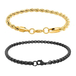 NAKABH Men Set Of 2 Gold-Plated Link Bracelet image 3