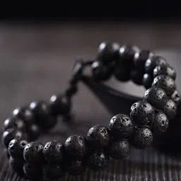 MEENAZ Men Stainless Steel Silver-Plated Artificial Beads Beaded Wraparound Bracelet image 2