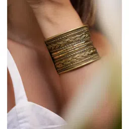 SOUL WORKS Gold Banjara Brass Kada-picture-25