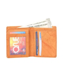 Keviv Men Tan Textured Leather Two Fold Wallet image 5