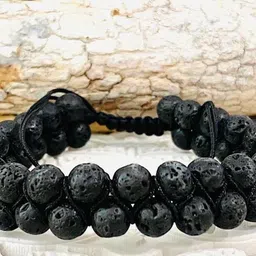 MEENAZ Men Stainless Steel Silver-Plated Artificial Beads Beaded Wraparound Bracelet image 3