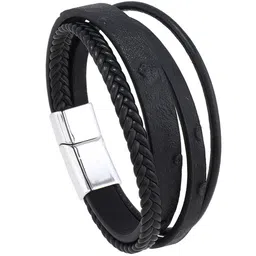 MYKI Men Leather Multistrand Bracelet image 3