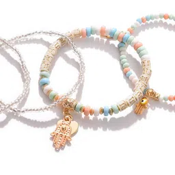 SOHI Women Set Of 6 Pink & Gold-Plated Wraparound Bracelet image 4