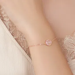 MINUTIAE Women Rose Gold Brass Onyx Rose Gold-Plated Link Bracelet image 5
