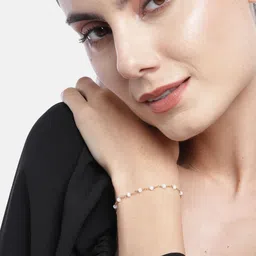 Carlton London Women Rose Gold-Plated & White Brass Charm Bracelet image 4