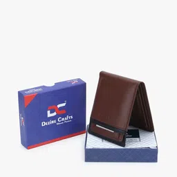 Dezire Crafts Men Brown Textured Cut Work Leather Two Fold Wallet image 2