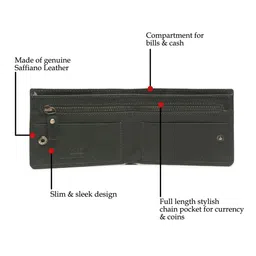 LOUIS STITCH Men Green Leather Two Fold Wallet image 3