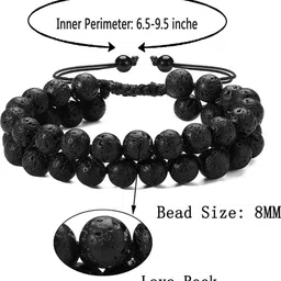 MEENAZ Men Stainless Steel Silver-Plated Artificial Beads Beaded Wraparound Bracelet image 5
