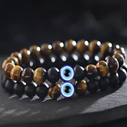 Young & Forever Unisex 2 Beaded Tigers Eye Bracelets-picture-12