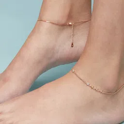 Zavya Women Rose Gold Set Of 2 Sterling Silver 925 Anklets image 1