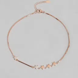 Zavya Women Rose Gold Set Of 2 Sterling Silver 925 Anklets image 5