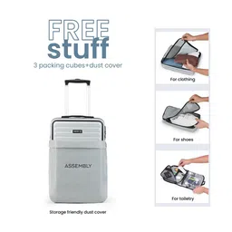 Assembly Grey Textured Hard-Sided Cabin-Sized Trolley Suitcase 40L image 4