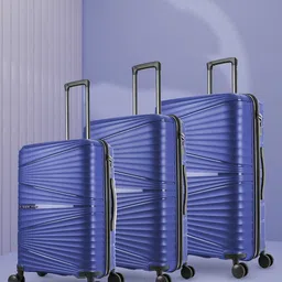 Nasher Miles Set Of 3 Navy Blue Solid Hard-Sided Trolley Bags-picture-33