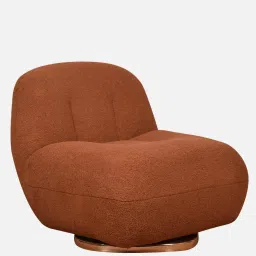casacraft from pepperfry Epephanio Fabric Swivel Lounge Chair In Rust Color image 4