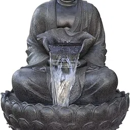 Shawshank Decor Items Water Fountain Big 4.6 feet Lotus Buddha Fiber Water Fountain for Farmhouse Decor Garden Patio Deck Porch - Yard Art Decoration Gift Gifting with LED Lights Water Pump image 1