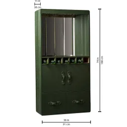 three sixty Linear Leather Bar Shelf in Olive Green Colour image 2
