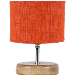 Devansh Wood Table Lamp With Orange Jute Shade by New Era image 4