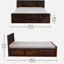 woodsworth from pepperfry Ritmo Sheesham Wood King Size Bed In Provincial Teak Finish With Box Storage image 2