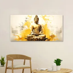 nestroots Canvas Framed Buddha on Vibrant Wall Painting image 1