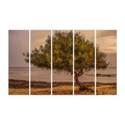 Grey Wood Multiple Frames Beautiful Tree Art Panels - Set Of 5 By Inephos image 2